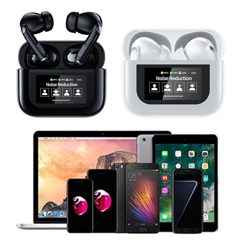 Wireless BT 5.4 Real Time Translator Earbuds ANC Noise Cancelling 144 Languages Translator Headset Smart Touch Screen Housing