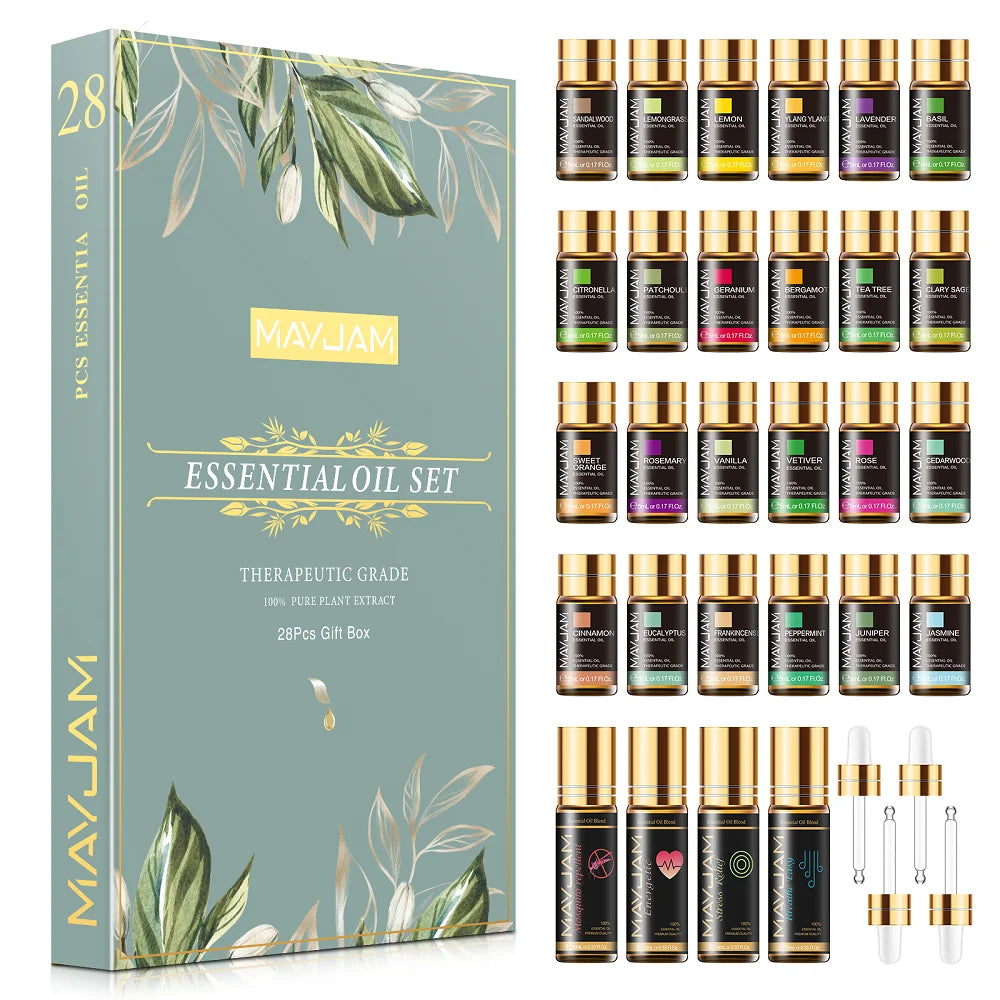 28pcs Pure Natural Essential Oils Gift Set for Stress Relief