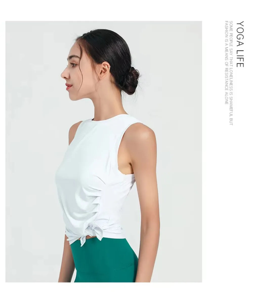 Slit Women's Sports Vest High Stretchy Yoga Pilates Cropped Vest Top for Fitness  Workout BreathableTank Top Female Sportswear