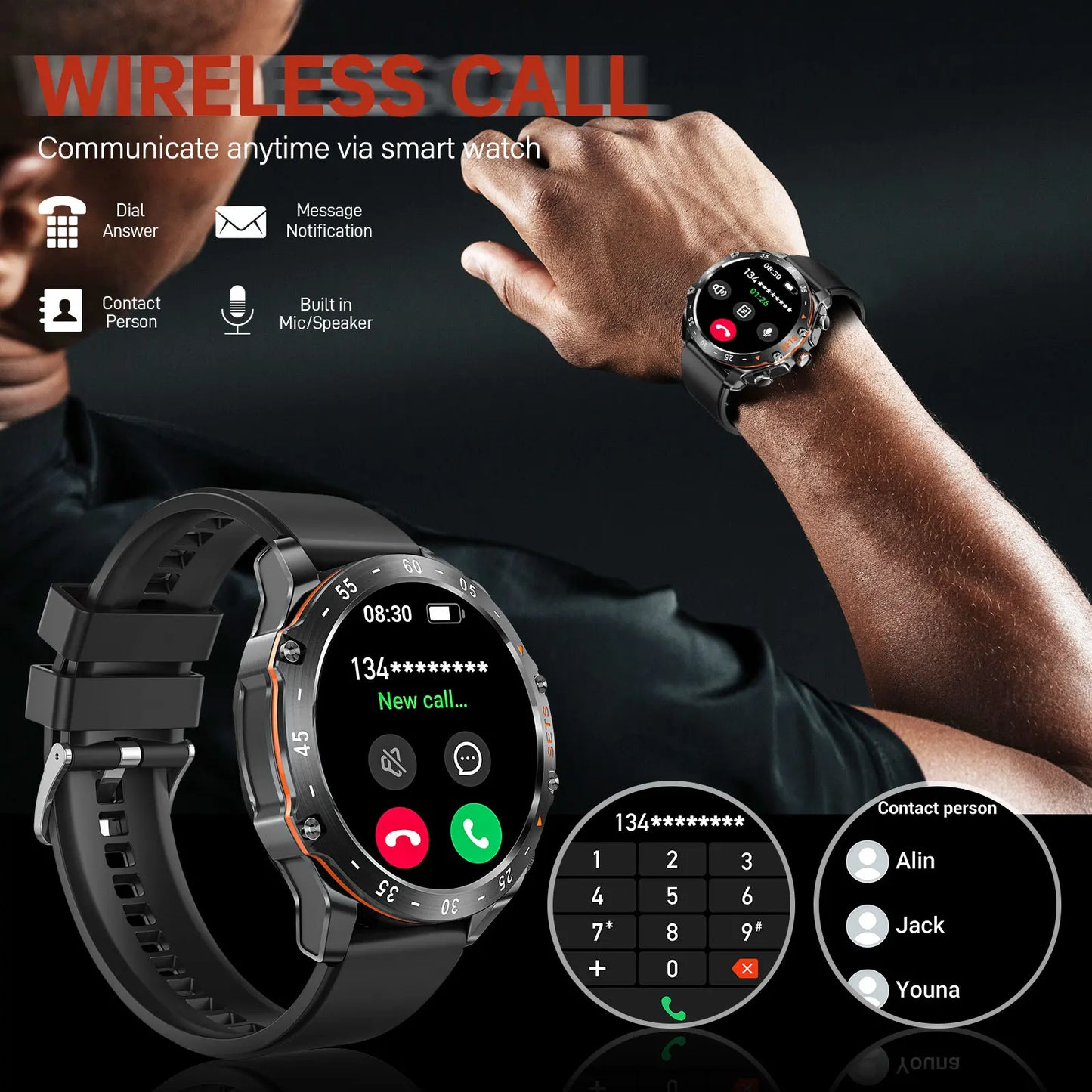 LaNikar New Smart Watches for Men with Earbuds Inside