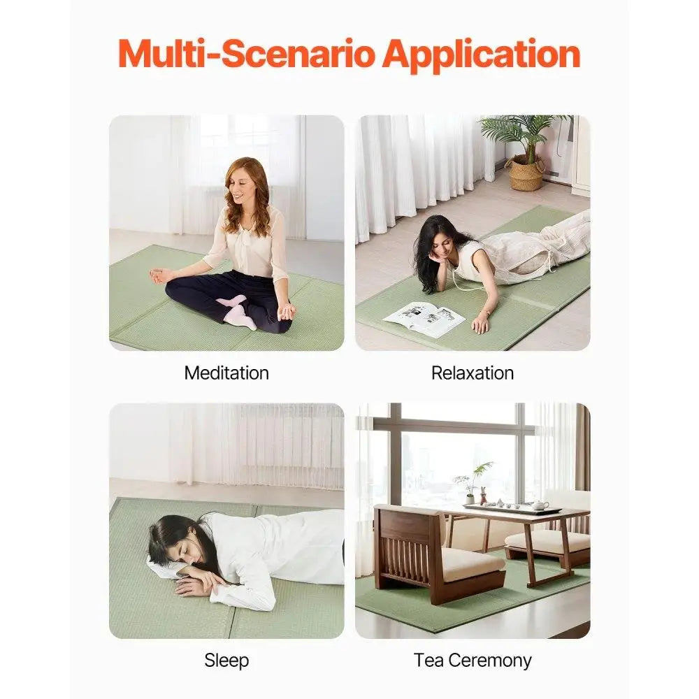 Japanese Tatami Mat Extended Twin XL 39x83 Foldable Rush Grass Non-SlipBacking FreshScent for sleeping Meditation Yoga