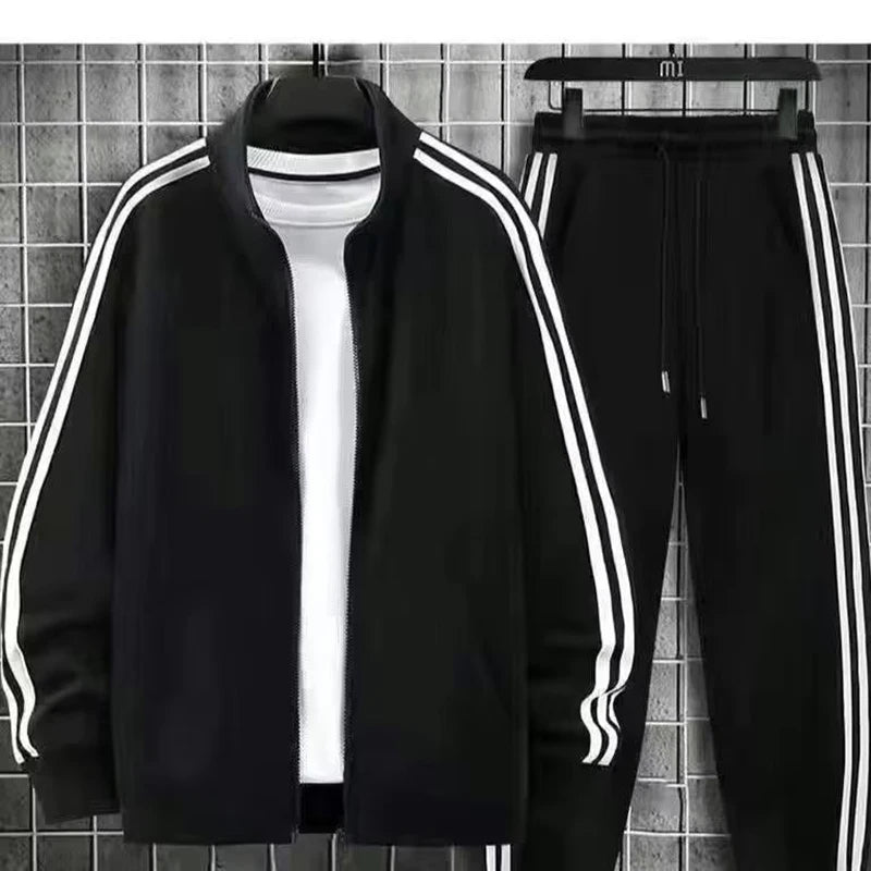 Leisure Sports Suit Spring and Autumn Striped Hoodie Couple's Running Sportswear Clothes and Pants