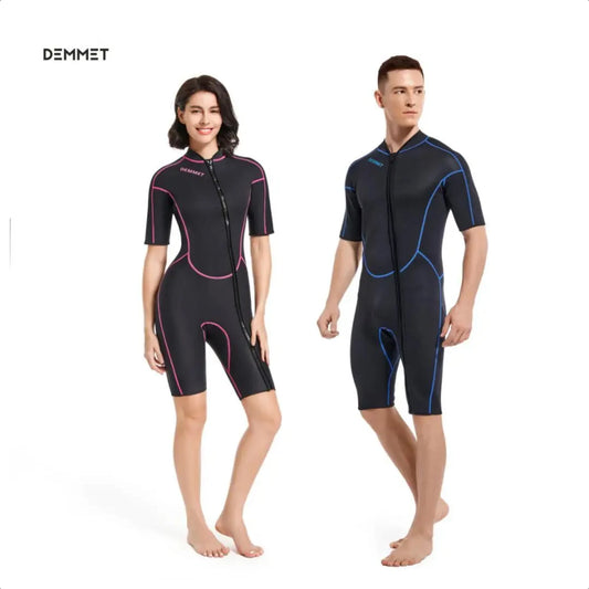 Women Men Short Sleeve Wetsuit 1.5mm Neoprene Full Body