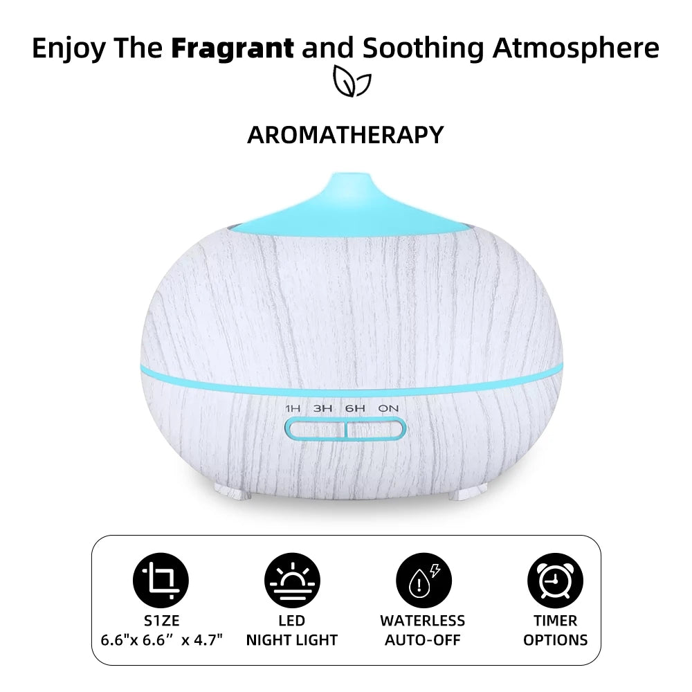 550ml Home Essential Oil Aroma Diffuser with Remote 7 LED Colors and 6 Oils Ultrasonic Humidifier