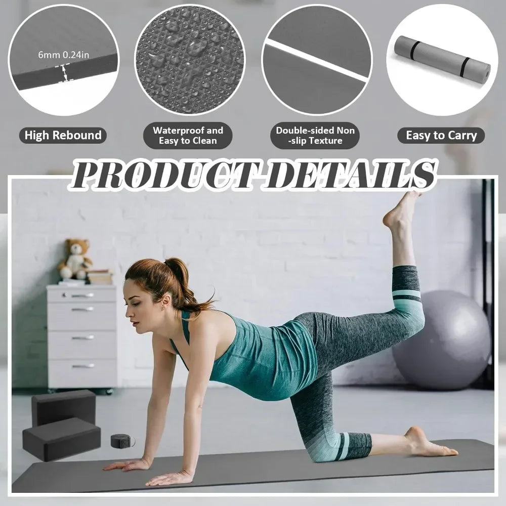 10 Pcs Yoga Starter Kit Include Yoga Mat, Blocks, Strap, Ball, Bands