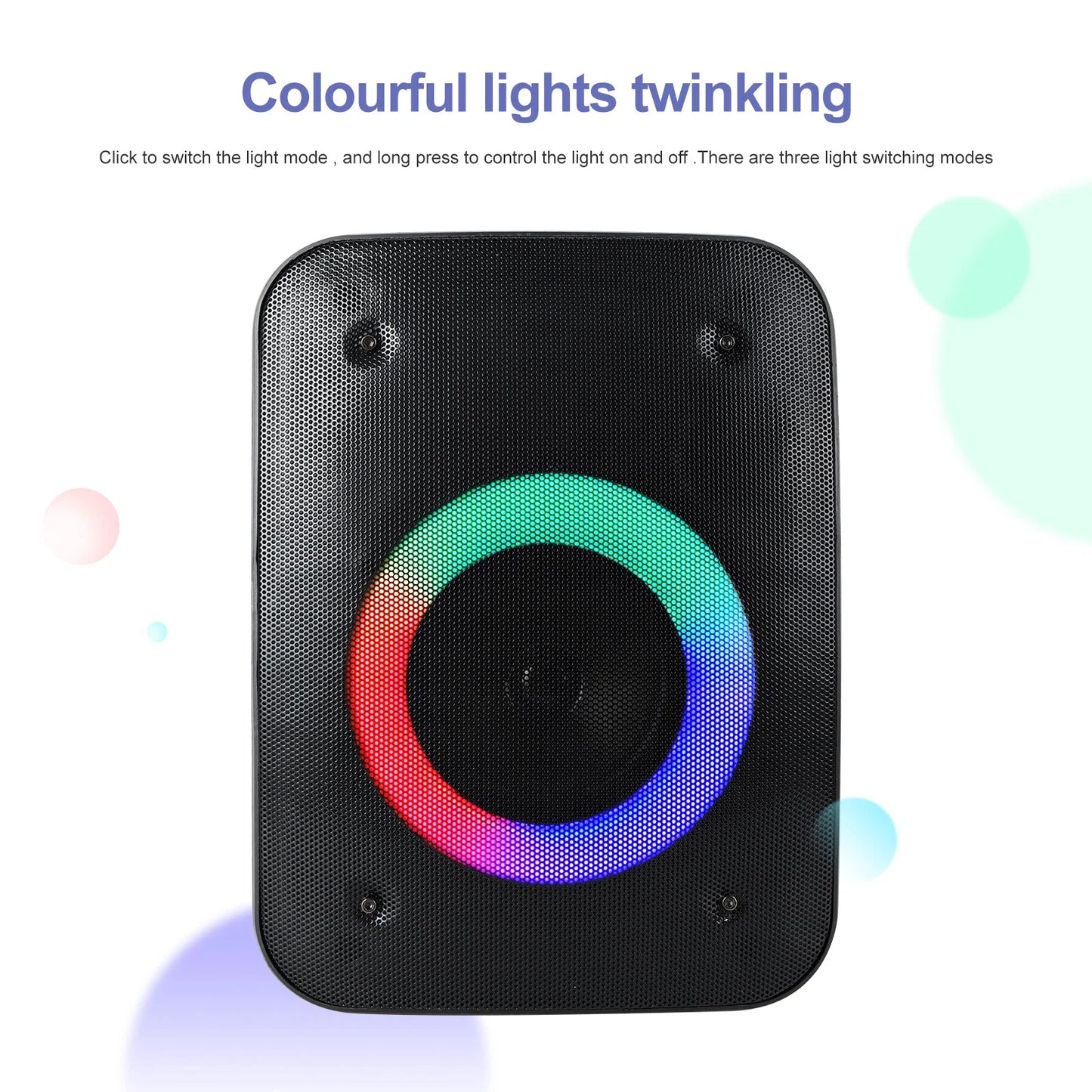 Portable 4'' Bluetooth Speaker AUX TF Card USB FM W/ LED Light For Xmas Party US