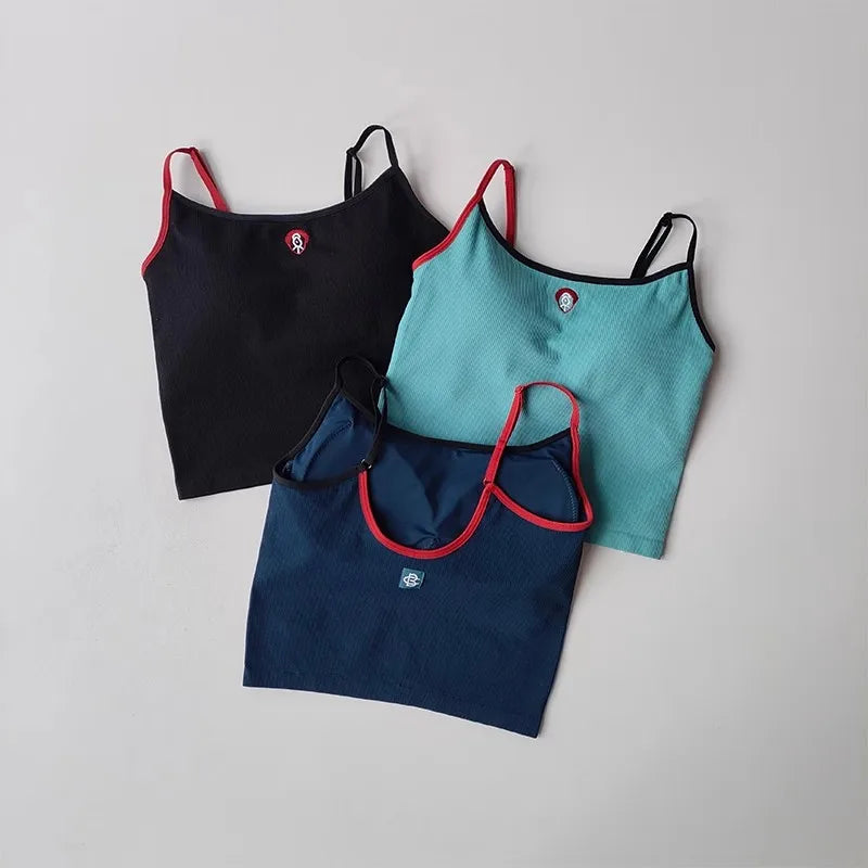 Women's Impact Activity Strap Sports Vest Yoga Vest with Pads Fitness Tank Top Open Back Gym Running Workout Halter Top Camisole