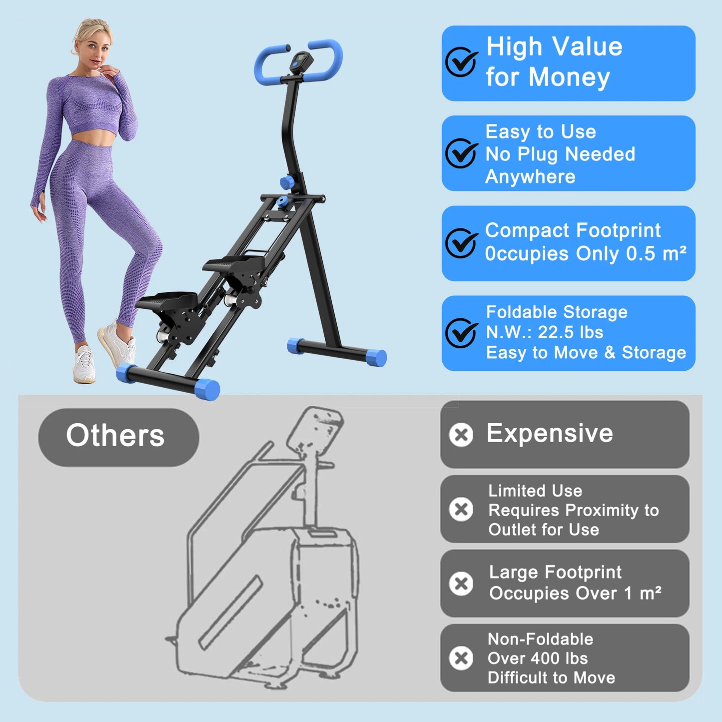 330lbs Stair Stepper Climber Machine with Handlebar - Upgrade Vertical Climber Workout Machine for Full-Body Exercise Climber Fi