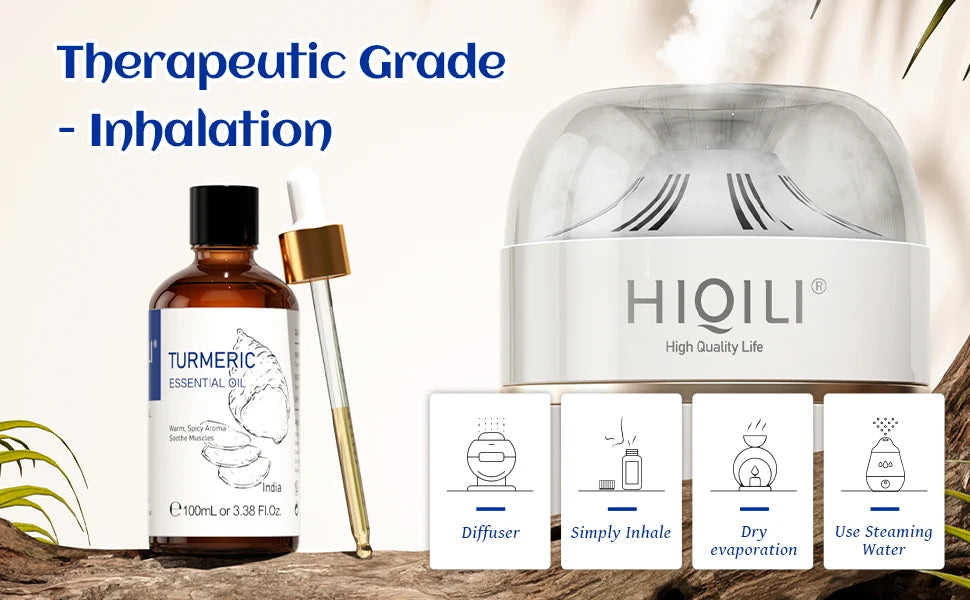 HIQILI 100ML Turmeric Essential Oils, 100% Pure Herbal Plant Oil for Candle, Health Promotion, Diffuser And Humidifier, Relax