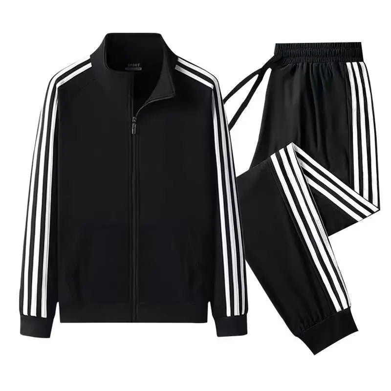 Leisure Sports Suit Spring and Autumn Striped Hoodie Couple's Running Sportswear Clothes and Pants