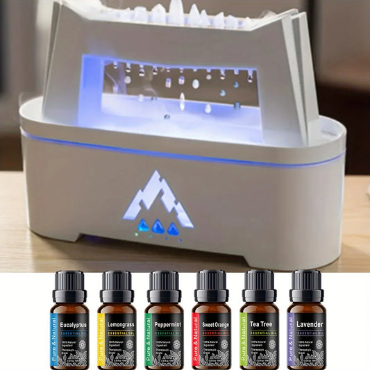 10.14oz Aroma Diffuser Cloud Rain Humidifier Essential Oil Diffuser Water Drop Sounds Flame/Blue Light Raindrop Humidifier For H