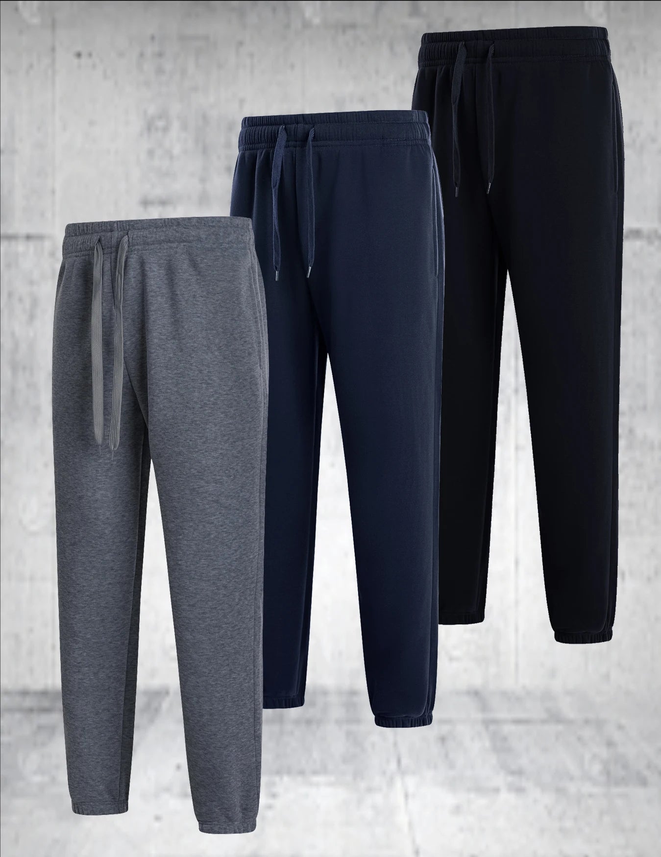 3 Pieces Of Mens Solid Color Casual Sports Pants Breathable Lightweight Suitable For Daily Wear