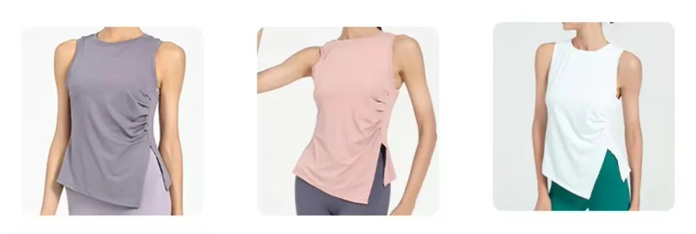 Slit Women's Sports Vest High Stretchy Yoga Pilates Cropped Vest Top for Fitness  Workout BreathableTank Top Female Sportswear