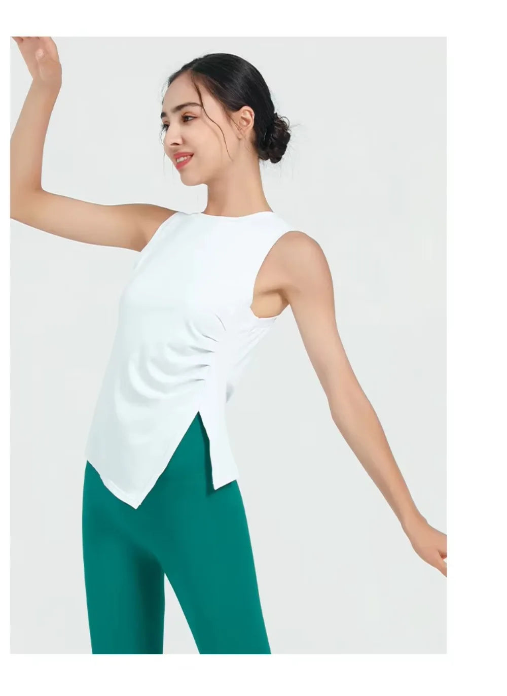 Slit Women's Sports Vest High Stretchy Yoga Pilates Cropped Vest Top for Fitness  Workout BreathableTank Top Female Sportswear