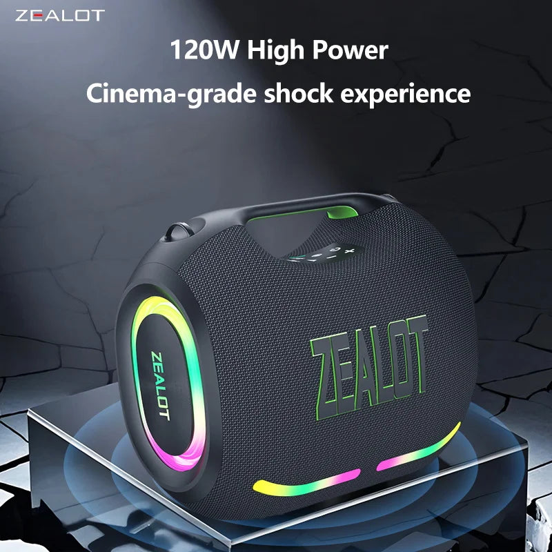 Zealot ZE01 120W Wireless Speaker With Carry Handle, TWS Dual Pairing, Fast Charging, 24000mAh Power bank, EQ Mode, RGB Light.