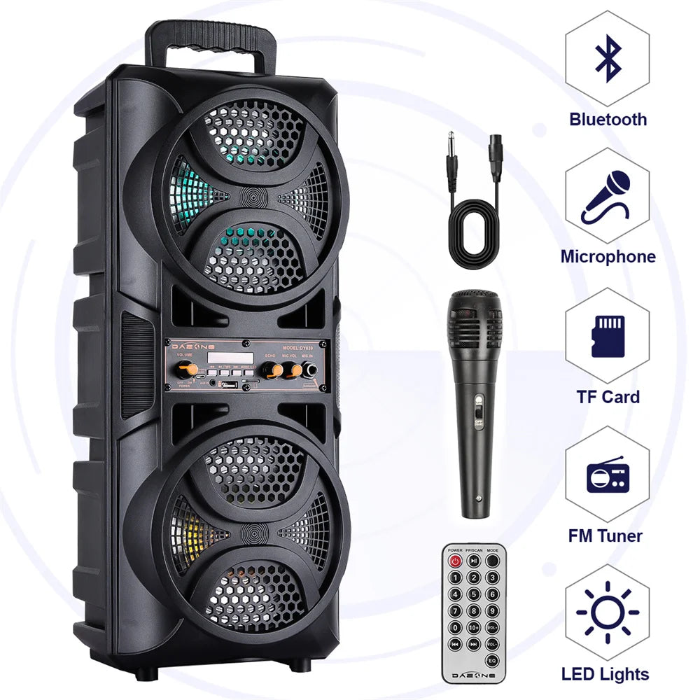 3000W Portable Bluetooth Speaker Subwoofer Heavy Bass Sound System Party DJ Karaoke Rechargeable Loud Speaker