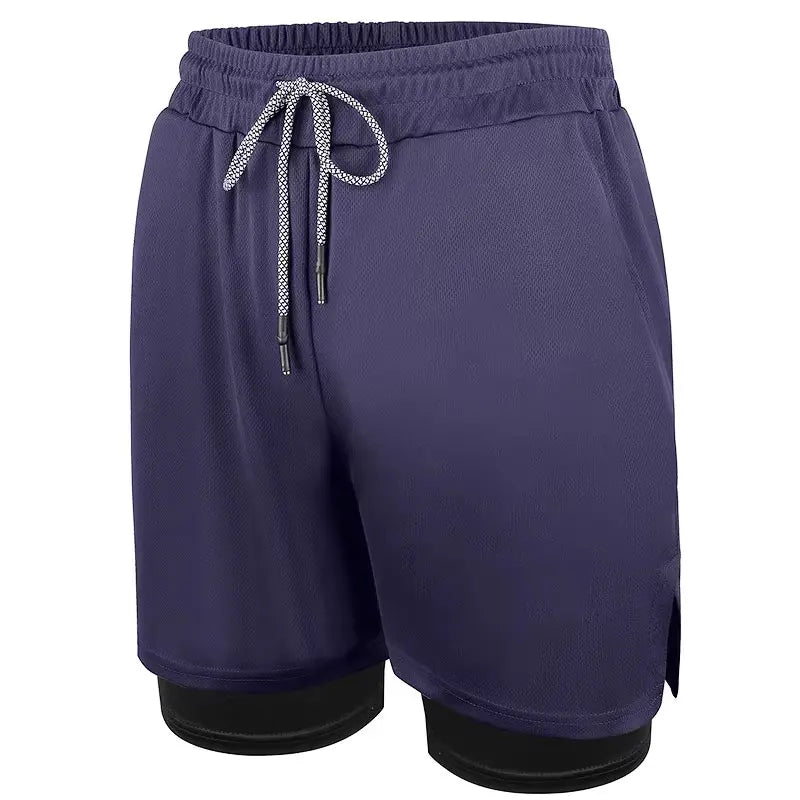Mens 2 in 1 Running Shorts 5 Inch Quick Dry Athletic Shorts