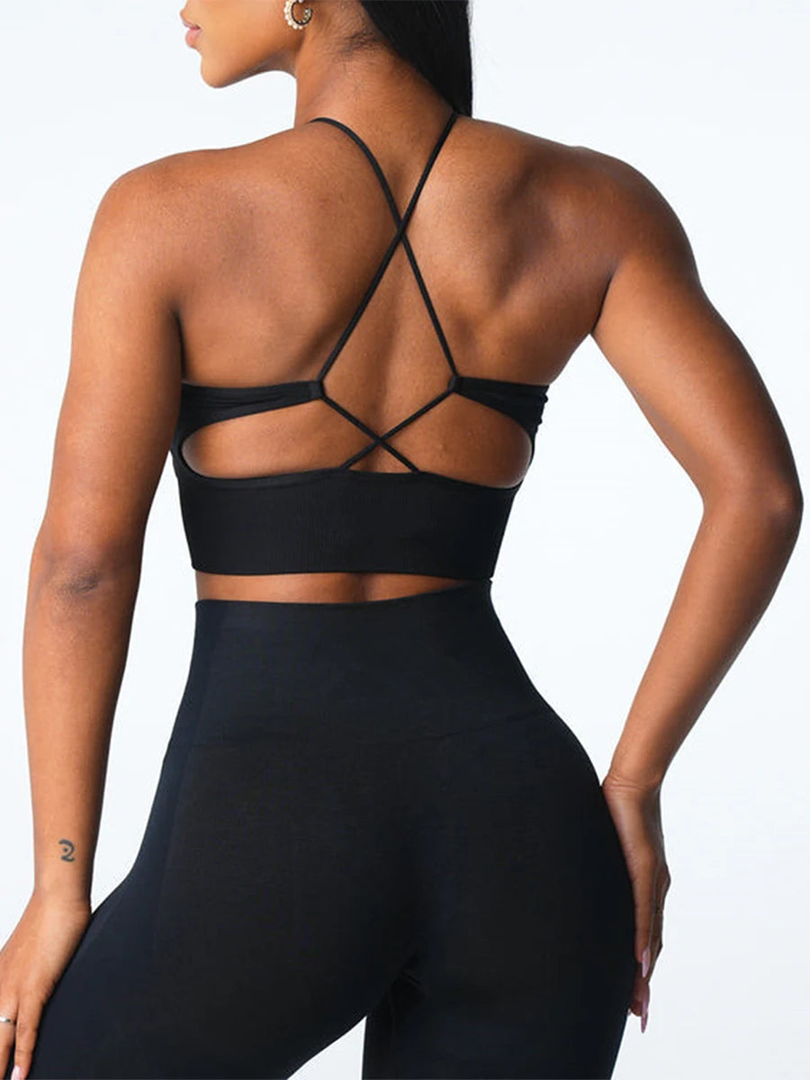 Women’s Seamless Sports Bra Solid Color Sleeveless Yoga