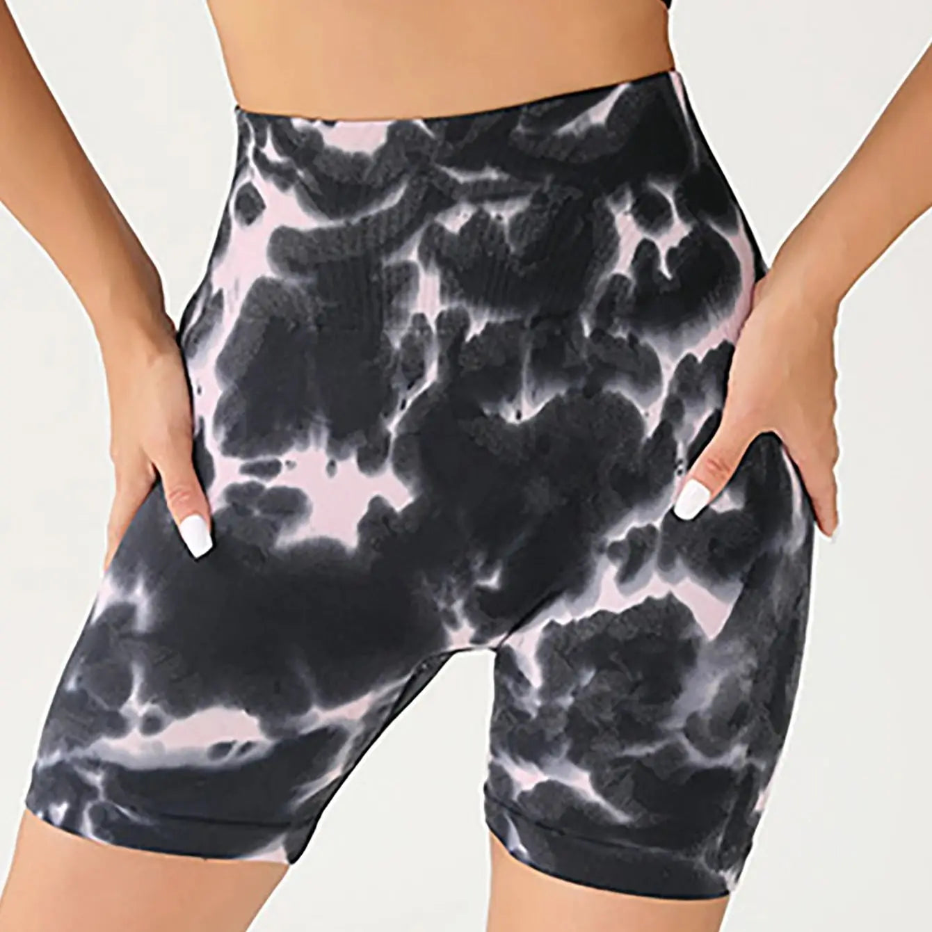 Us Local Women's Tie Dye Spring Summer Fitness Yoga Gym Shorts Three Points High Waist Yoga Shorts
