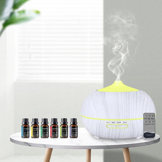 550ml Home Essential Oil Aroma Diffuser with Remote 7 LED Colors and 6 Oils Ultrasonic Humidifier