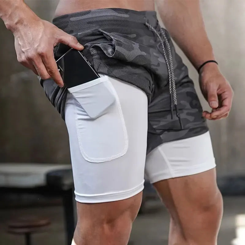 Mens 2 in 1 Running Shorts 5 Inch Quick Dry Athletic Shorts