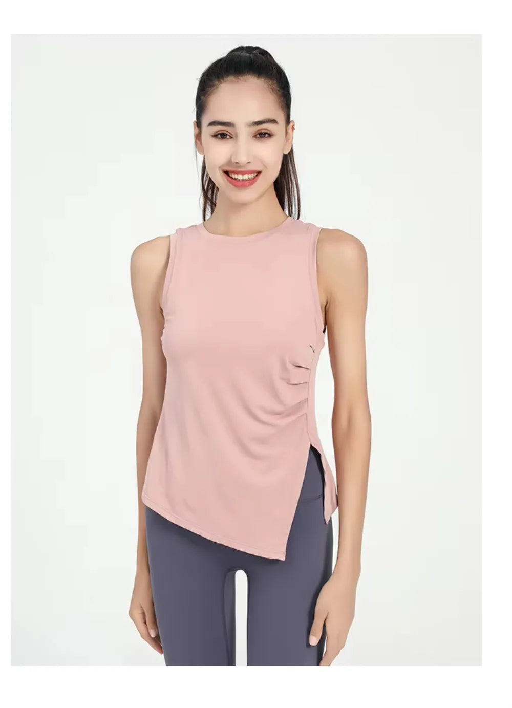 Slit Women's Sports Vest High Stretchy Yoga Pilates Cropped Vest Top for Fitness  Workout BreathableTank Top Female Sportswear
