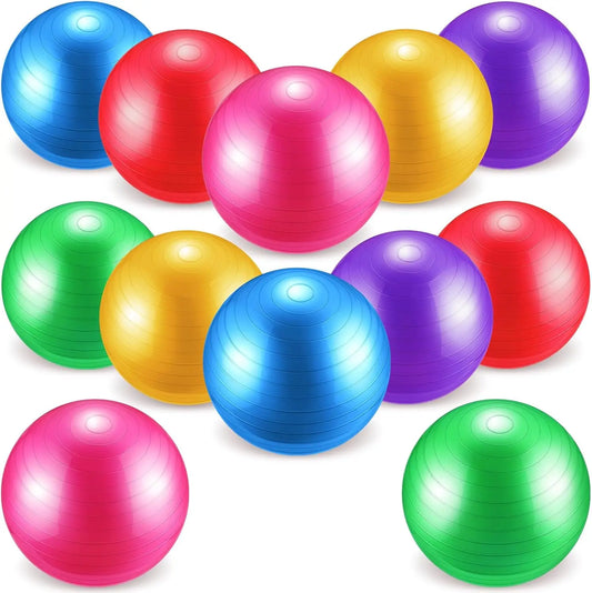 12 Pcs Yoga Balls Bulk Large Exercise Ball 24.6 Inch Pilates Ball Exercise Equipment Heavy Duty Stability Ball Chair with Pump f