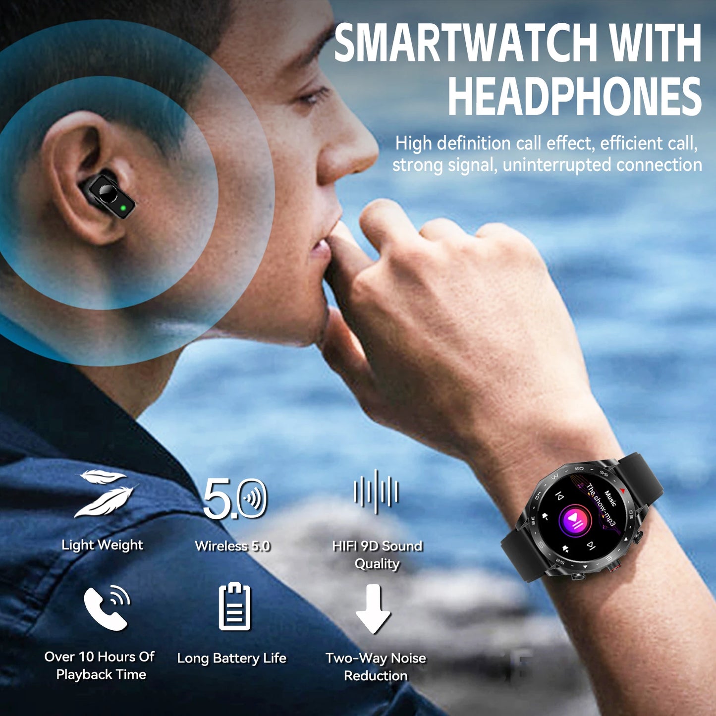 LaNikar New Smart Watches for Men with Earbuds Inside