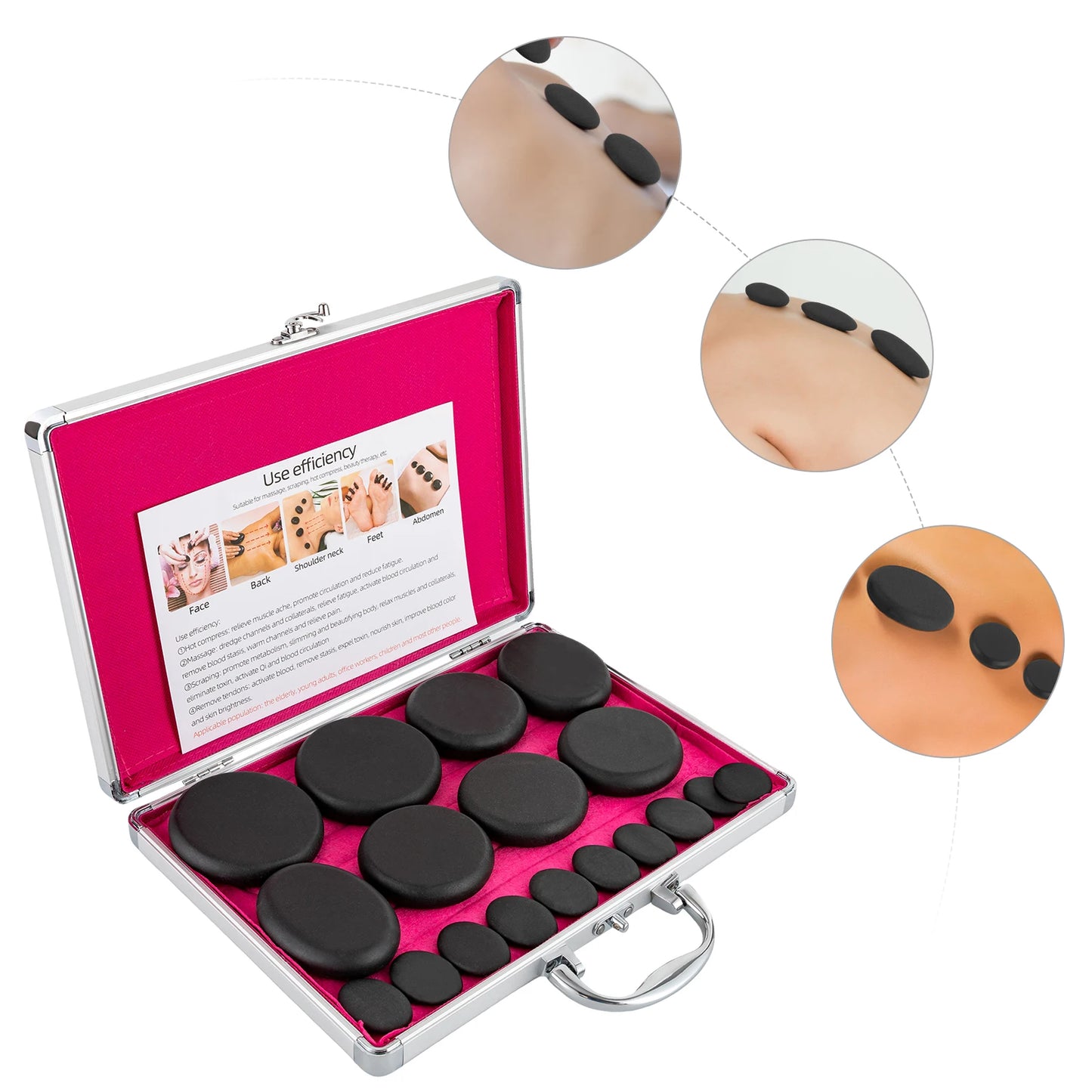 Hot Stones Massage Set with Heater Box 16 Essential Stones