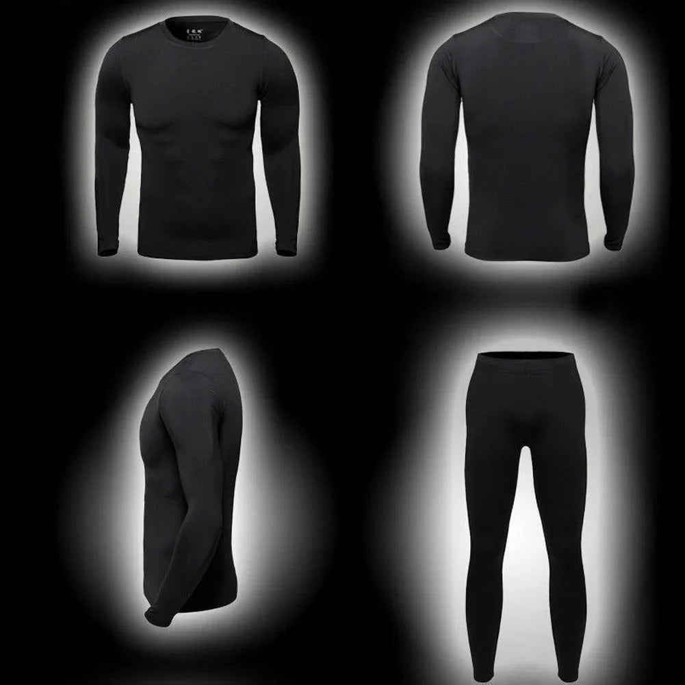 Men's Fleece Lined Thermal Underwear Set Motorcycle Skiing Base Layer Winter Warm Long Sleeve Johns Shirts and Bottoms