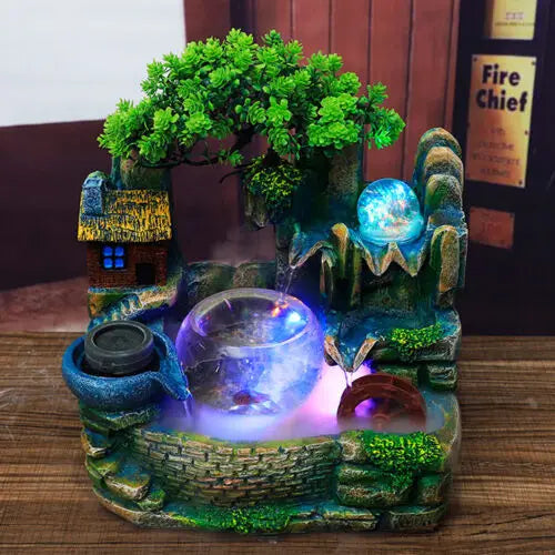 Desktop Fountain Waterfall Fish Bowl Feng Shui Indoor Ornament