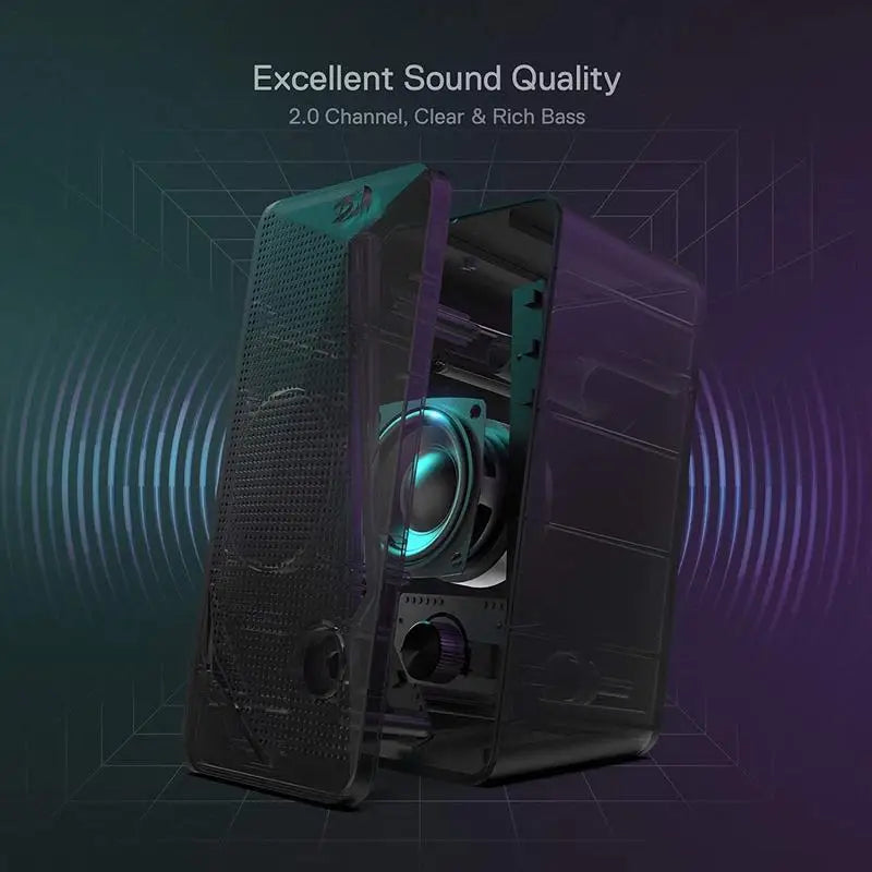Redragon GS510 Waltz RGB Desktop Speakers 2.0 Channel PC Computer Stereo Speakers with Four Colorful LED Backlight Modes