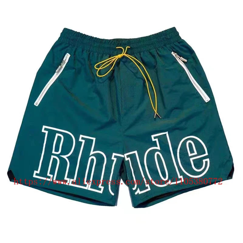 Mens Casual Knit Summer Beach Shorts With Elastic Waist Drawstring