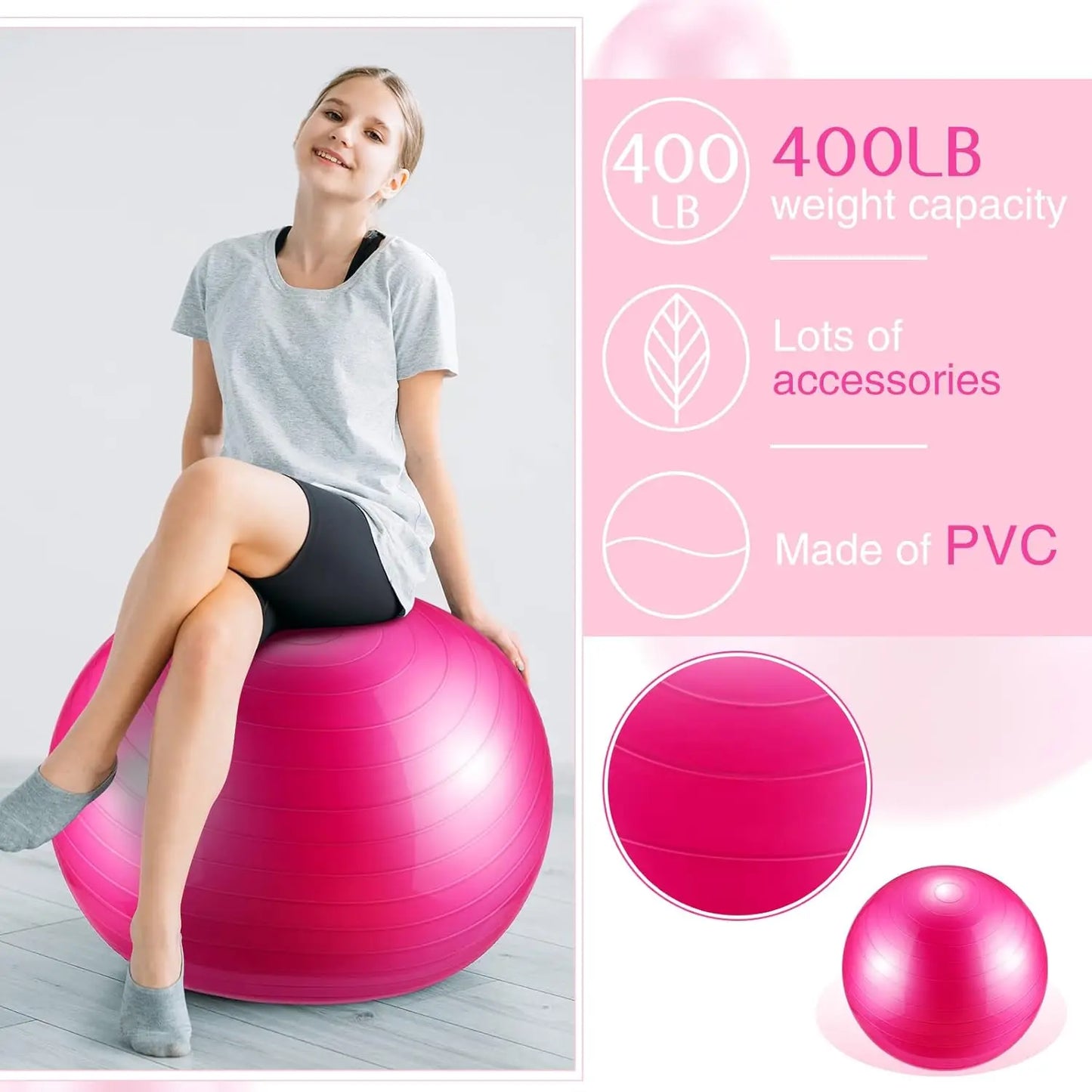 12 Pcs Yoga Balls Bulk Large Exercise Ball 24.6 Inch Pilates Ball Exercise Equipment Heavy Duty Stability Ball Chair with Pump f