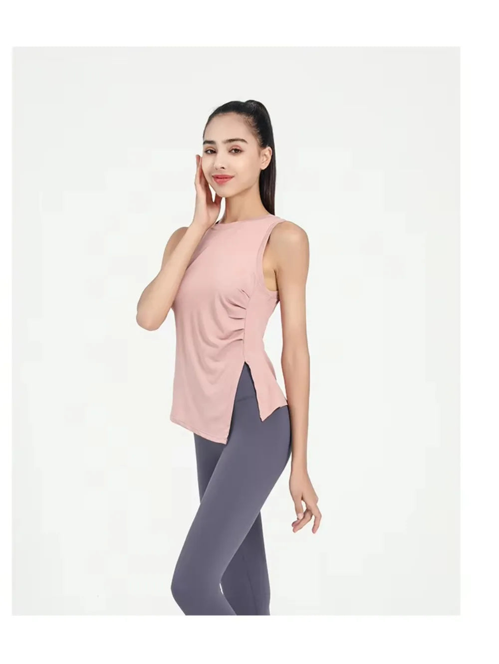 Slit Women's Sports Vest High Stretchy Yoga Pilates Cropped Vest Top for Fitness  Workout BreathableTank Top Female Sportswear