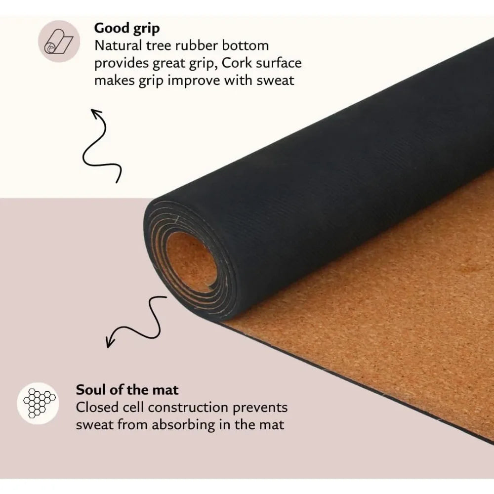 Chakra Cork Yoga Mat - Extra Long & Wide, Non Slip, Non Toxic, Great for Yoga, Pilates & Workout (84 x 27 x 2mm Thick)