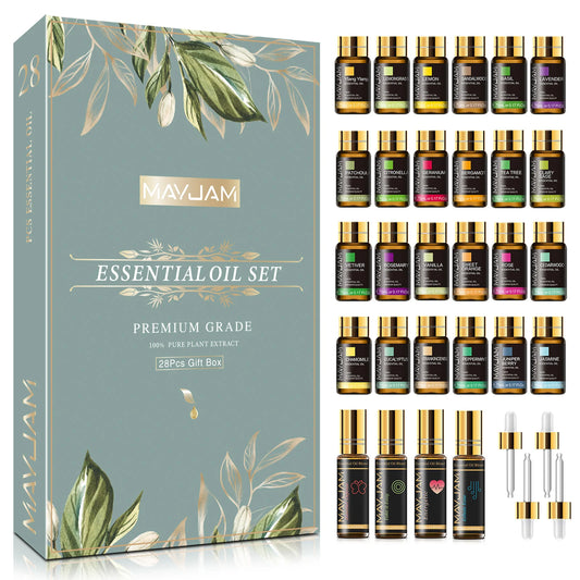 28pcs Pure Natural Essential Oils Gift Set for Stress Relief