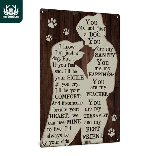 Putuo Decor 1pc Dog Vintage Metal Tin Sign Wall Art Decor