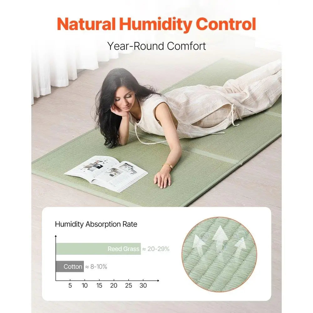 Japanese Tatami Mat Extended Twin XL 39x83 Foldable Rush Grass Non-SlipBacking FreshScent for sleeping Meditation Yoga