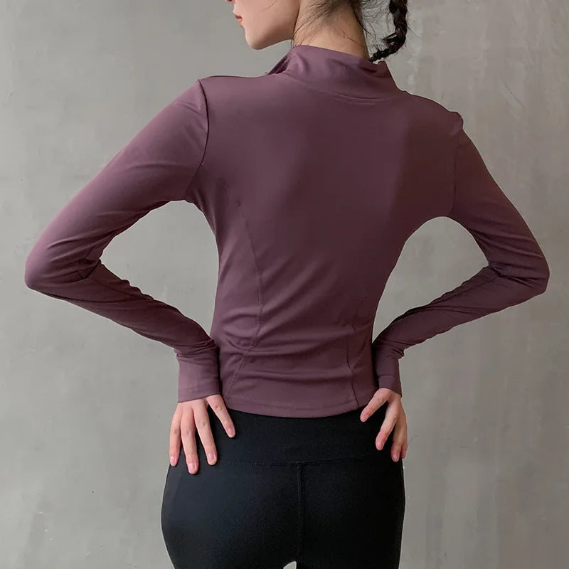 Womens Thumb Jackets 2024 Long Sleeve Quick-Dry Sports Coat