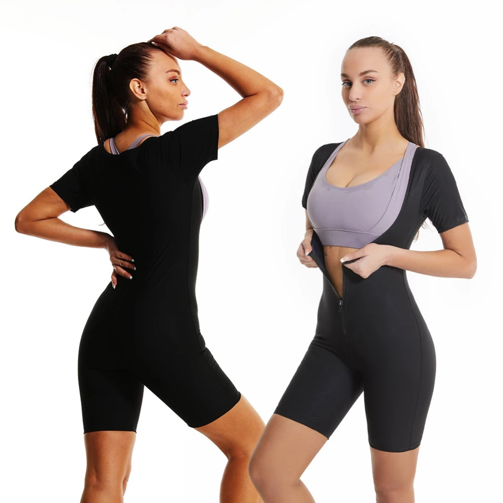3-In-One Zipper Body Shaping Sauna Suit for Women Sweatshirt and Running Fitness Sweat Absorption Workout Suit