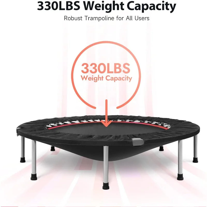 BCAN 40/48" Foldable Mini Trampoline Max Load 330lbs/440lbs, Fitness Rebounder with Adjustable Foam Handle