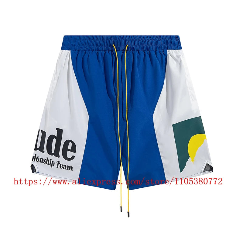 Mens Casual Knit Summer Beach Shorts With Elastic Waist Drawstring