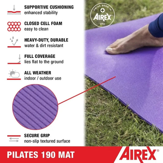 AIREX Pilates 190 Exercise Mat Pilates for Yoga, Physical Therapy, Rehabilitation, Balance & Stability Exercises