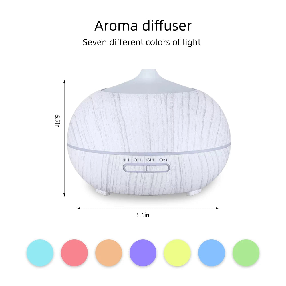 550ml Home Essential Oil Aroma Diffuser with Remote 7 LED Colors and 6 Oils Ultrasonic Humidifier