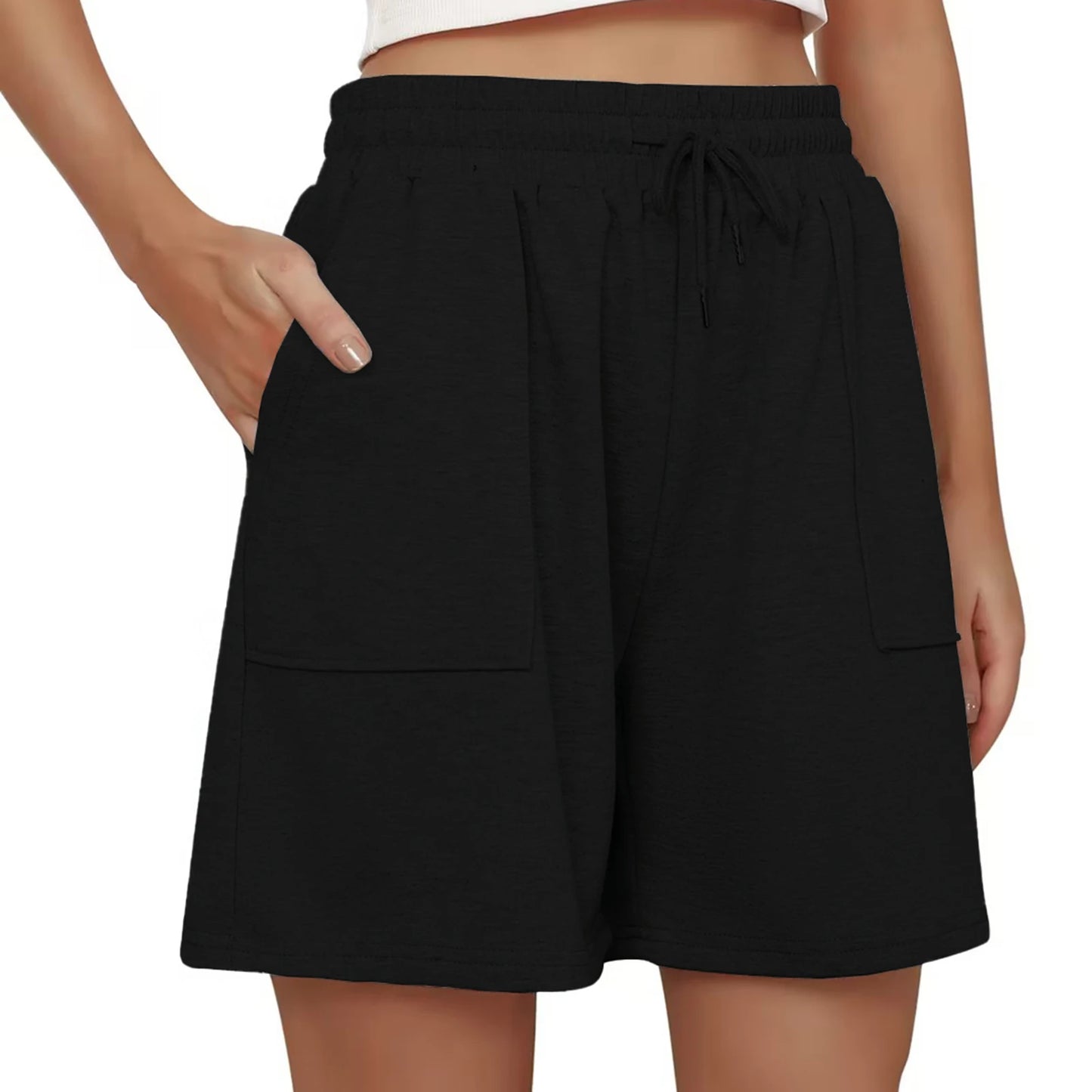 Womens High Waist Yoga Shorts Quick Dry Compression Workout Shorts with Pockets Breathable Running Gym Shorts