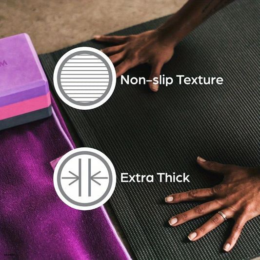 Super sticky yoga mat, fuchsia, 6mm thick, PVC, lightweight, durable and can be used in home or studio