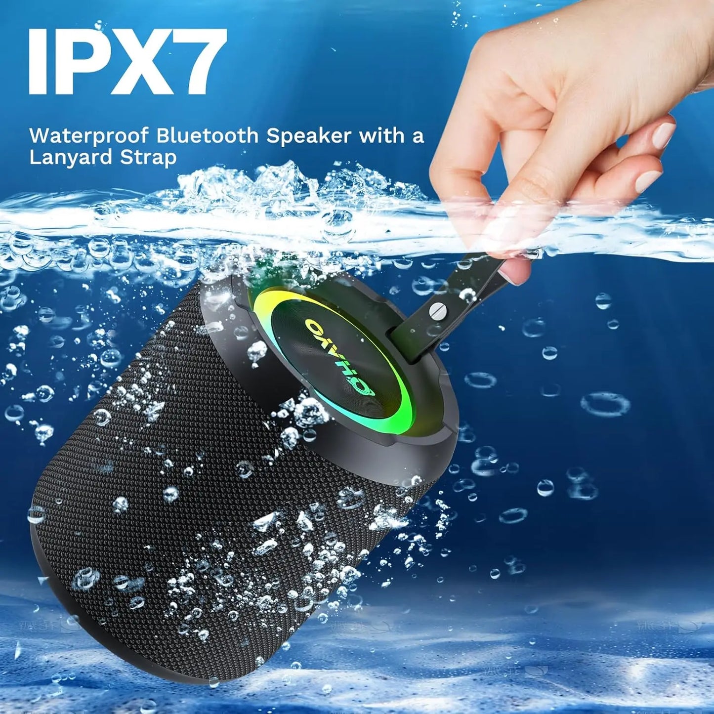 Ohayo X3 Portable Waterproof Bluetooth Speaker with Big Bass and 40W 360-Degree Sound,IP67 Waterproof Speaker,Support TF&AUX in