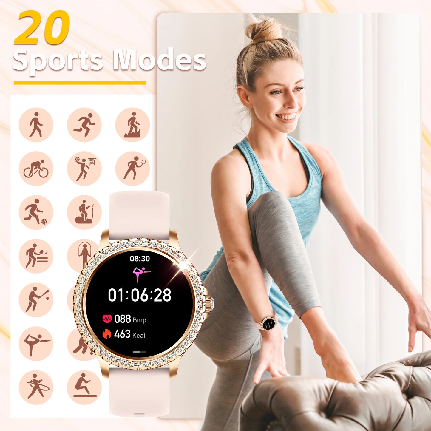 LaNikar 2024 New I58 Smart Watch Women HD Screen Fashion Sports
