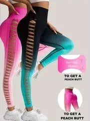 2 Pack US Local Women’s Gradient Hollow Out Yoga Pants